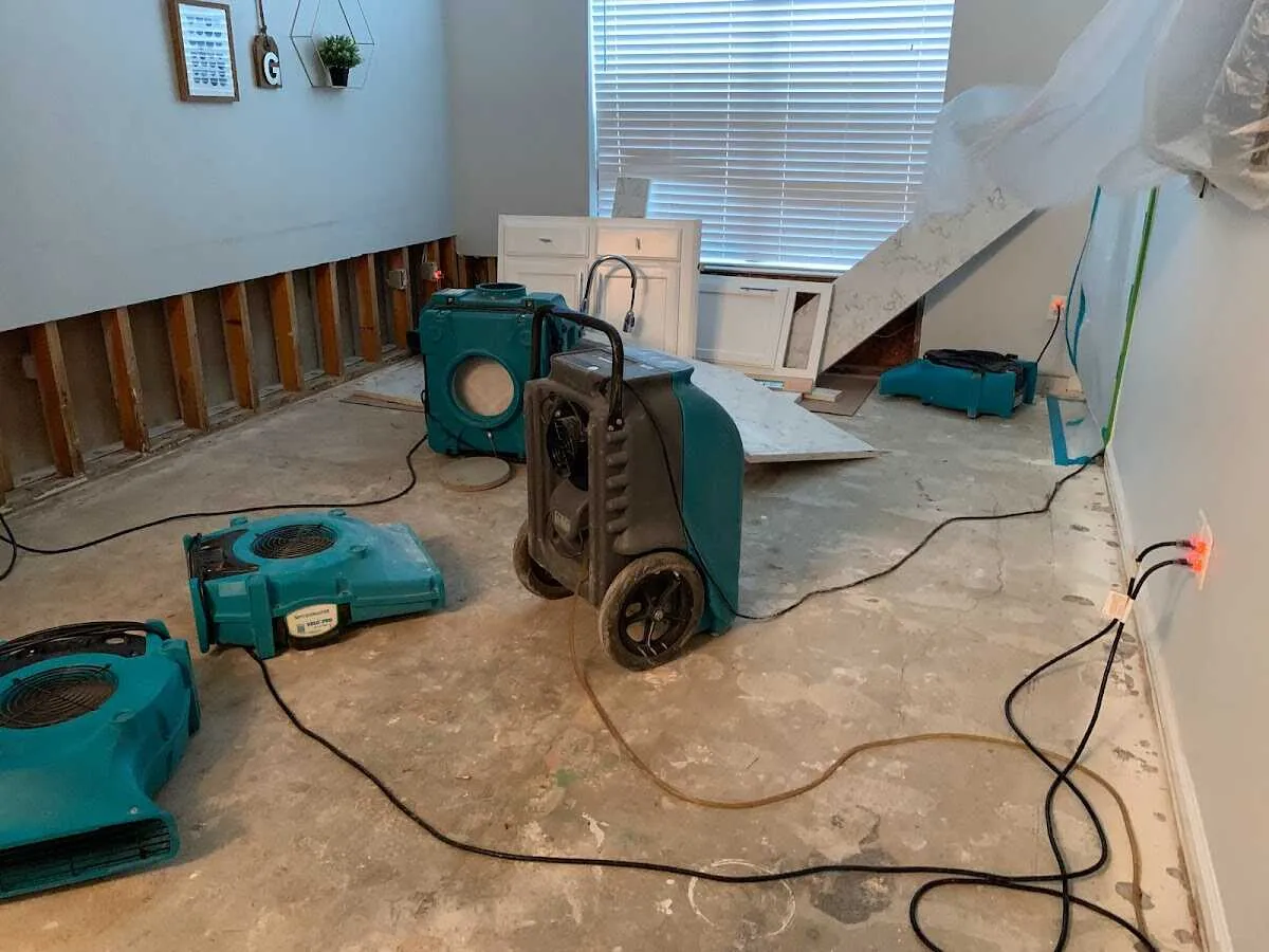 Dehumidifier in flood-cut room for Water Extraction & Removal in Livingston